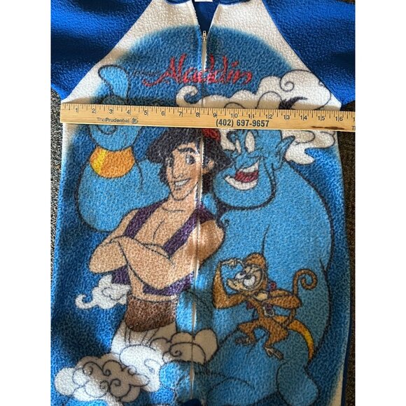 Disney Aladdin 1992 Fleece Pajamas Sleeper Suit Blue Kids 12 Footsie Genie Read* - Picture 8 of 13